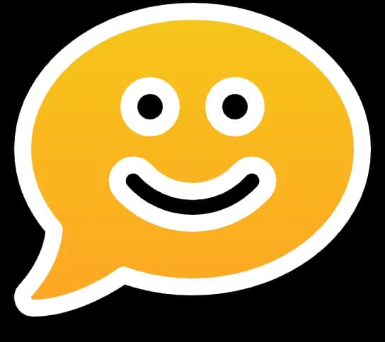 A die-cut sticker of a smiling orange speech bubble on a white sticker border.